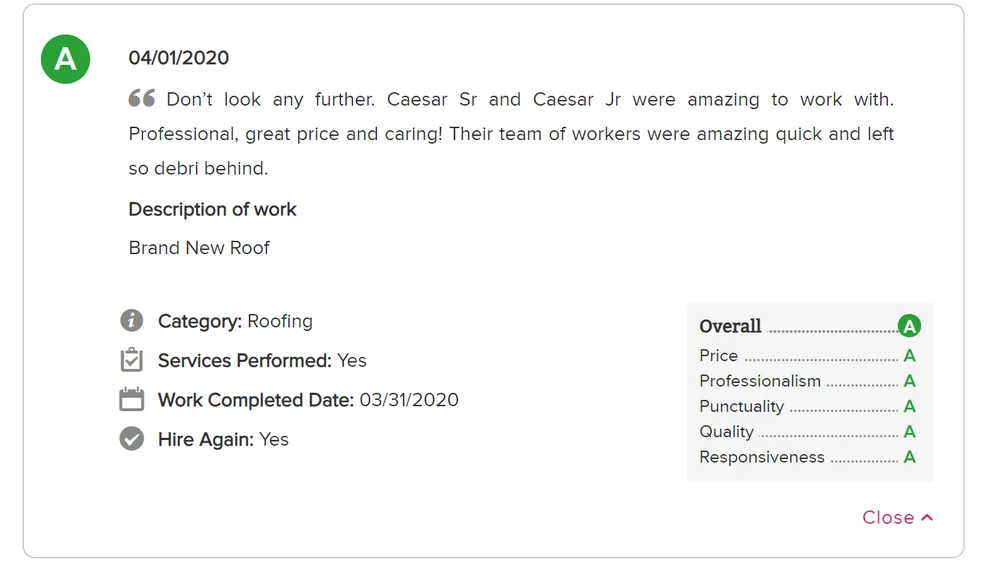 Slide of Caesar's Roofing