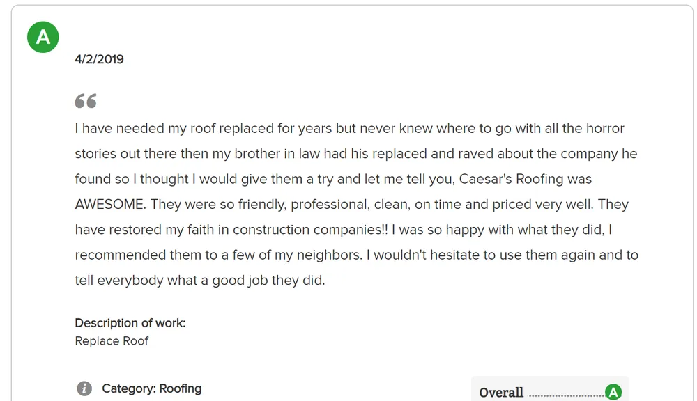 Slide of Caesar's Roofing