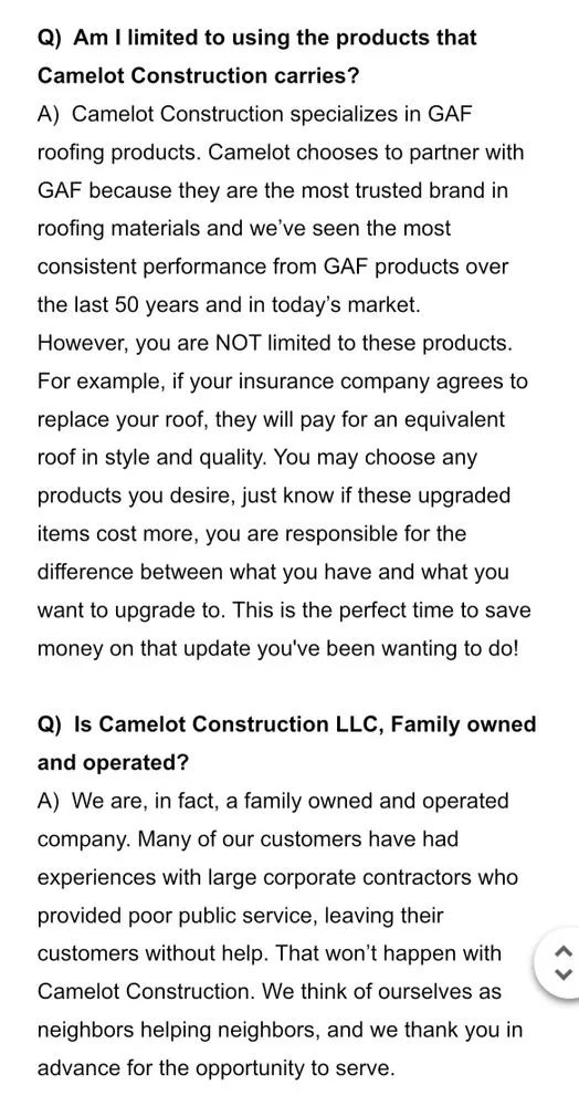Slide of Camelot Construction