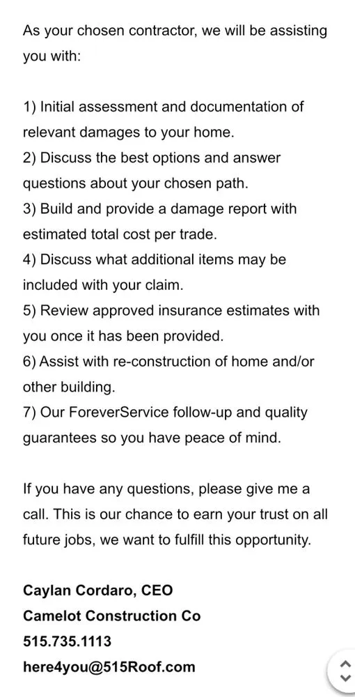 Slide of Camelot Construction