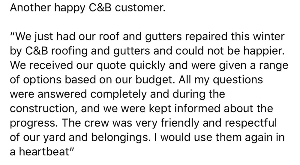 Slide of C&B Roofing and Gutters