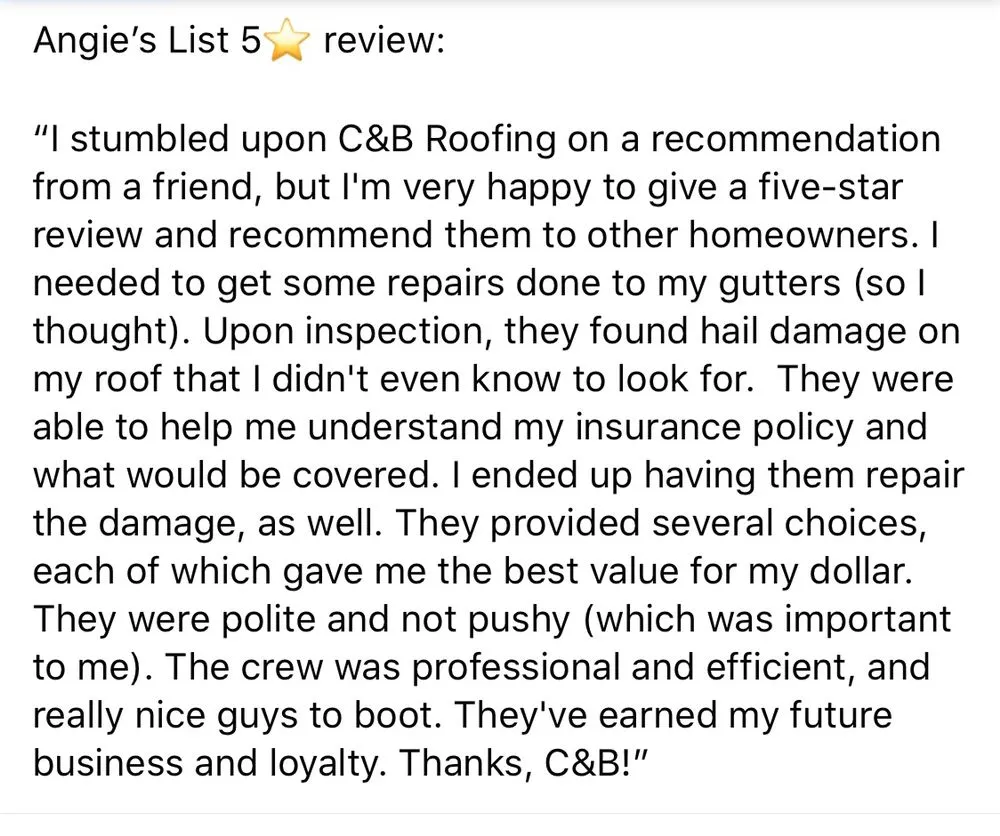 Slide of C&B Roofing and Gutters
