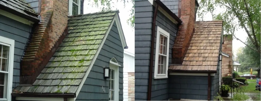 Slide of Cedar Shakes Roof Cleaning