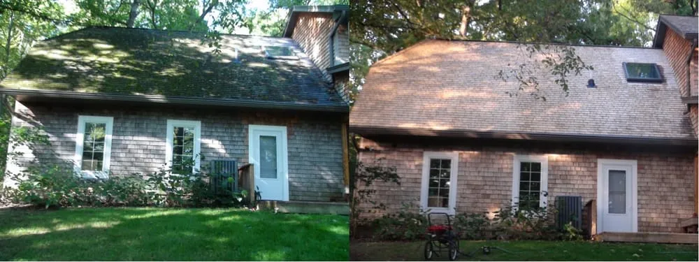 Slide of Cedar Shakes Roof Cleaning