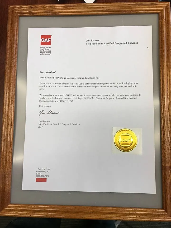 Slide of Certified Roofing Specialists