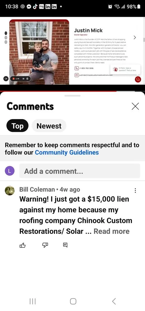 Slide of Chinook Roofing & Restorations