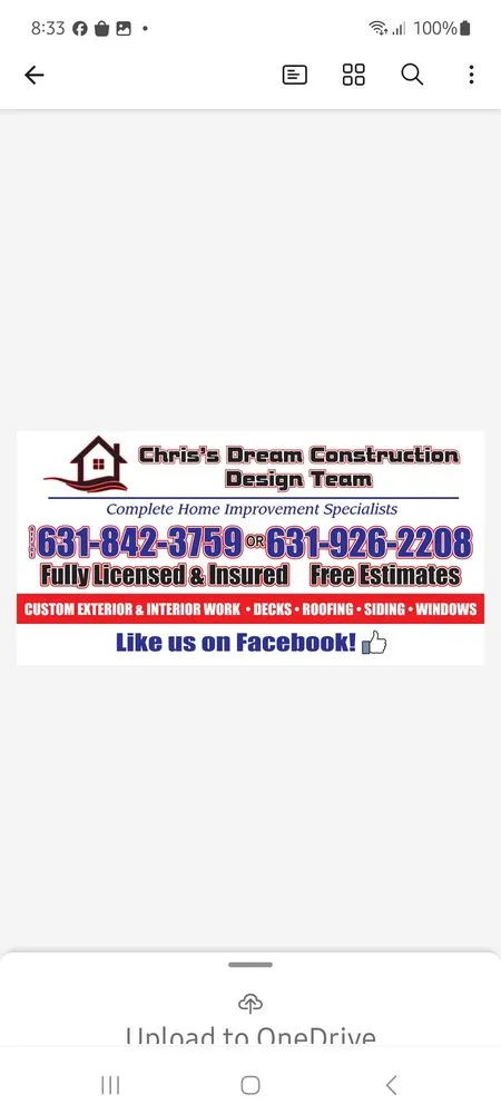 Slide of Chris Dream Construction Co