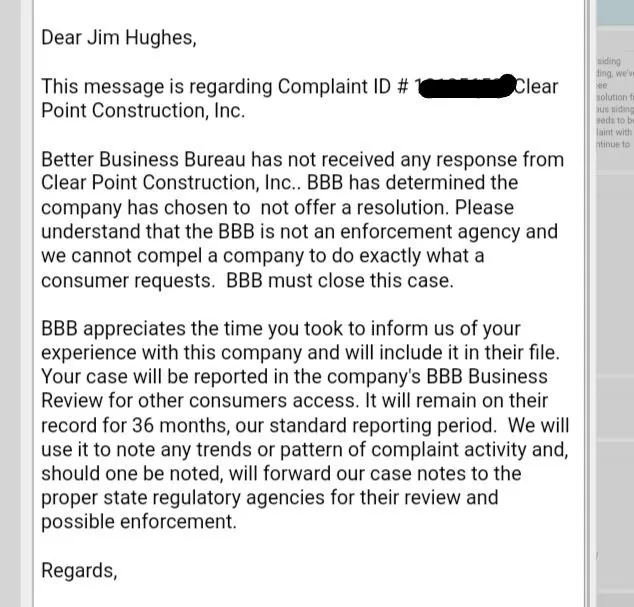 Slide of Clear Point Construction