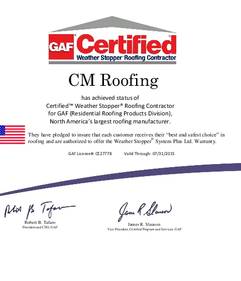 Slide of CM Roofing