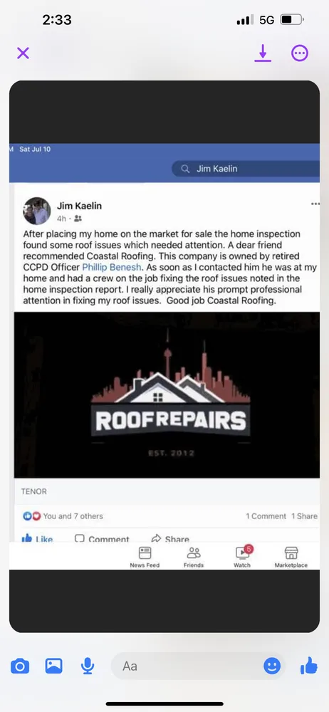 Slide of Coastal Roofing and Construction