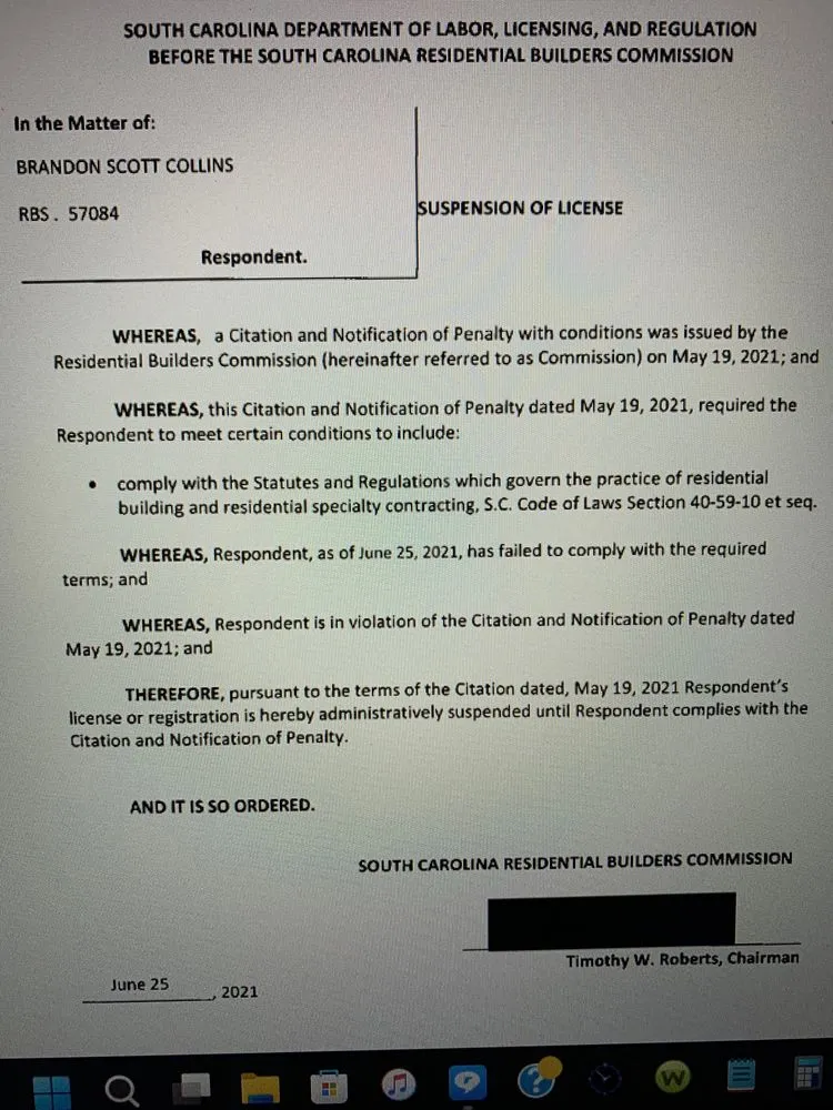 Slide of Collins Roofing