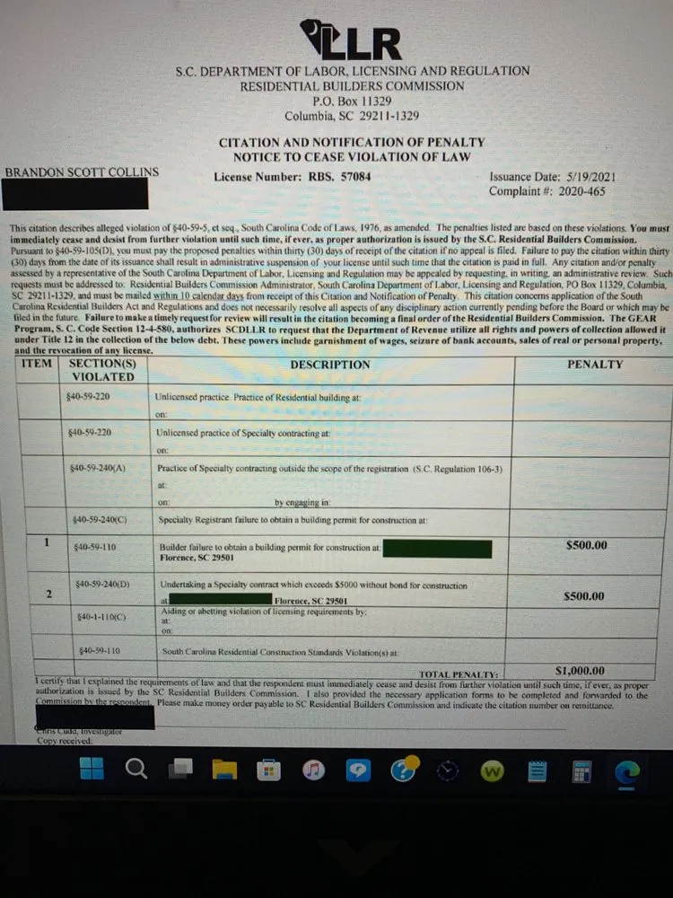 Slide of Collins Roofing