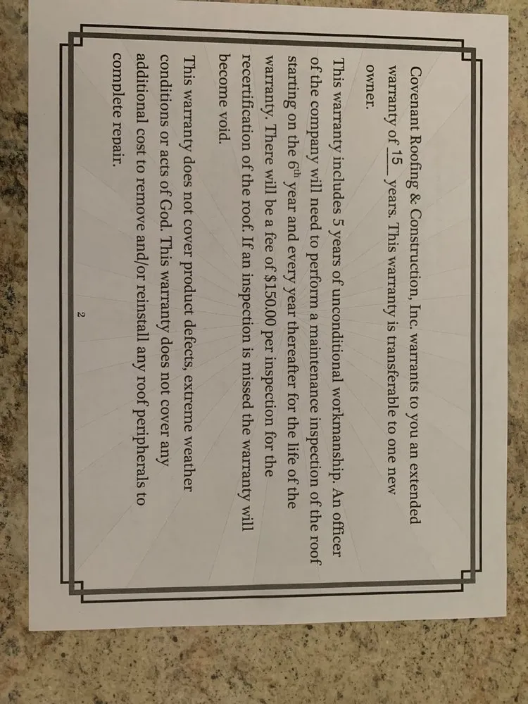 Slide of Covenant Roofing and Construction