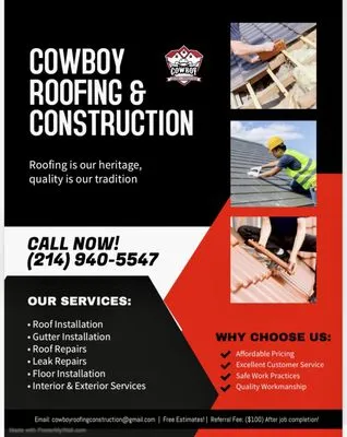 Cowboy Roofing and Construction Logo