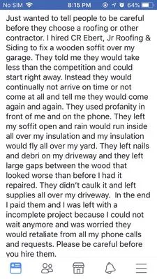 C.R. Ebert Jr, Inc Roofing and Siding