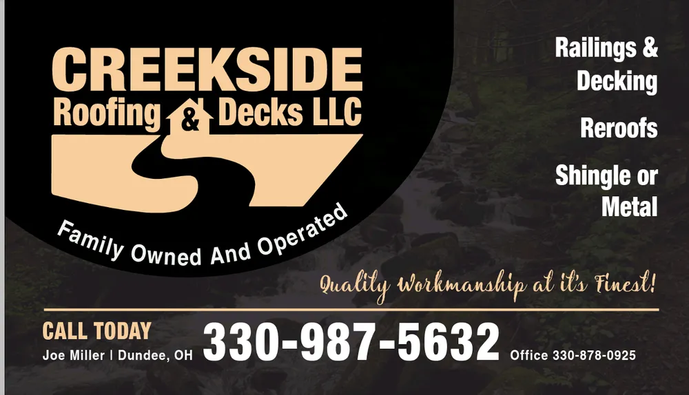 Emergency shingle roofing service experts serving Dundee, OH - Creekside Roofing & Decks