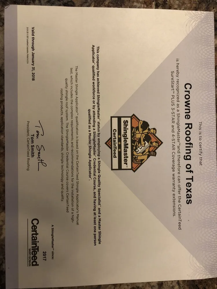 Slide of Crowne Roofing of Texas