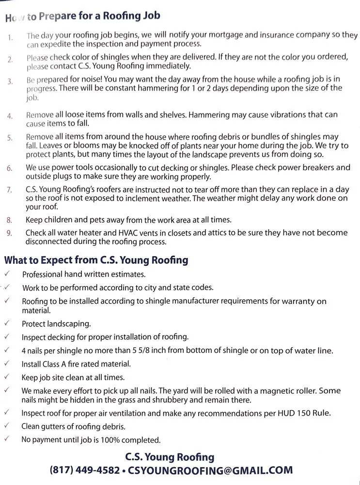 Slide of C.S. Young Roofing & Construction