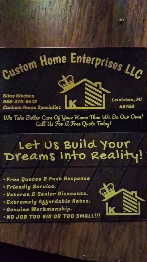 Licensed roof leak repair same-day service in Lewiston, MI by Custom Home Enterprises