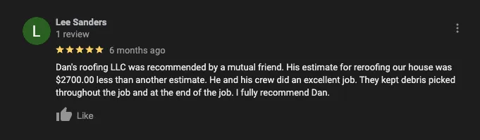 Slide of Dans Roofing