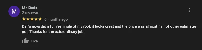 Slide of Dans Roofing