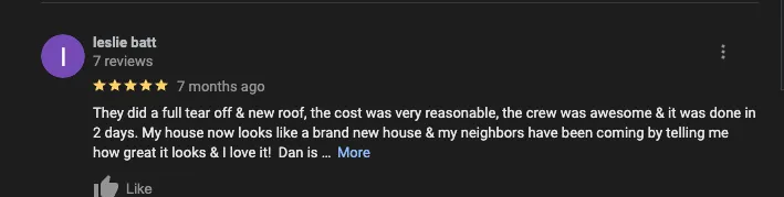 Slide of Dans Roofing