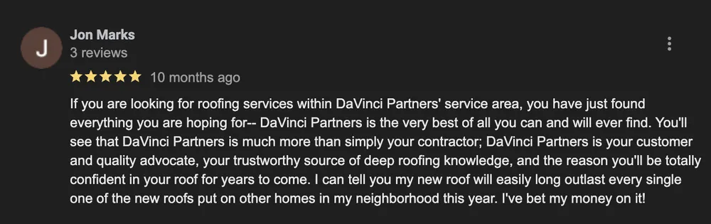 Slide of DaVinci Partners Roofing Systems