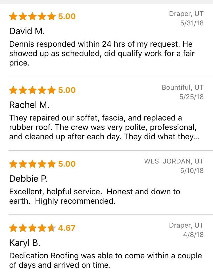 Slide of Dedication Roofing