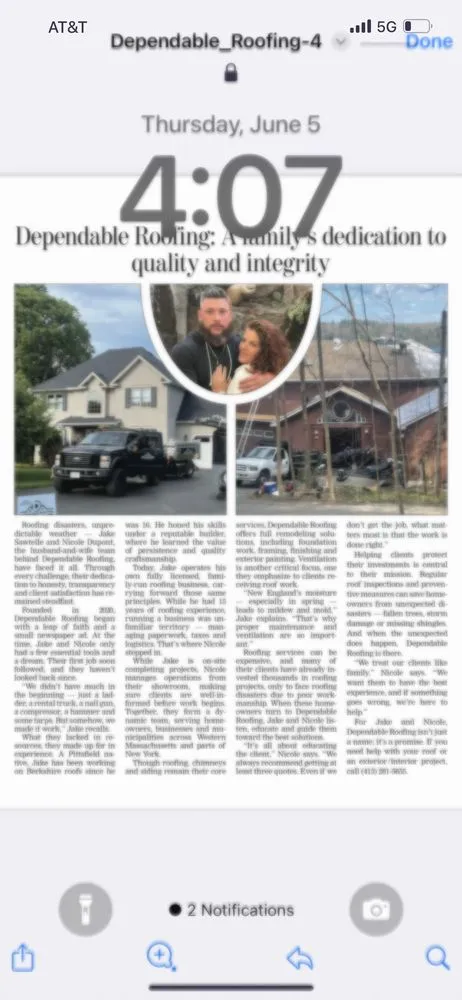 Slide of Dependable Roofing