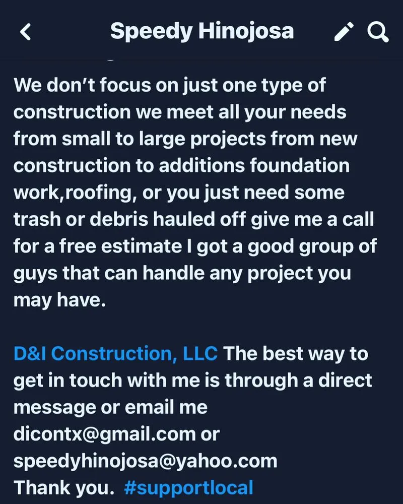 Slide of D&I Construction