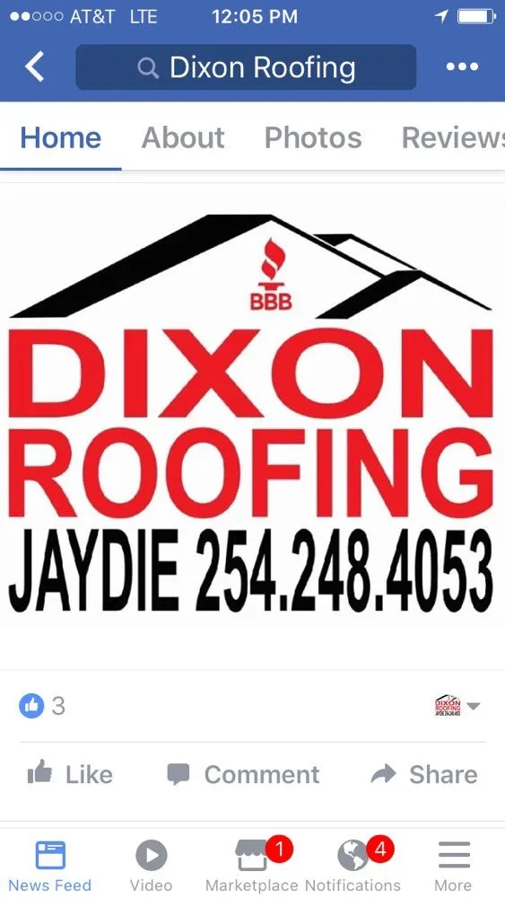 Slide of Dixon Roofing