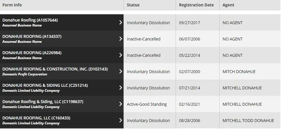 Slide of Donahue Roofing & Siding