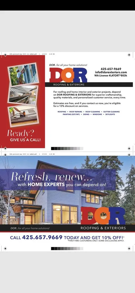 Slide of DOR Roofing and Exteriors