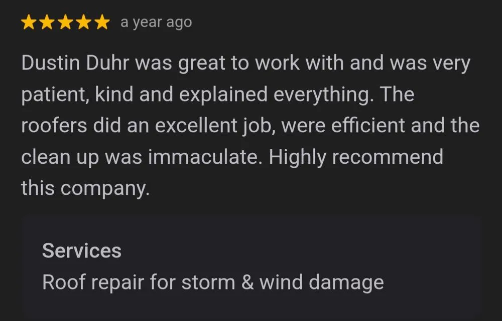 Slide of Duhr Roofing