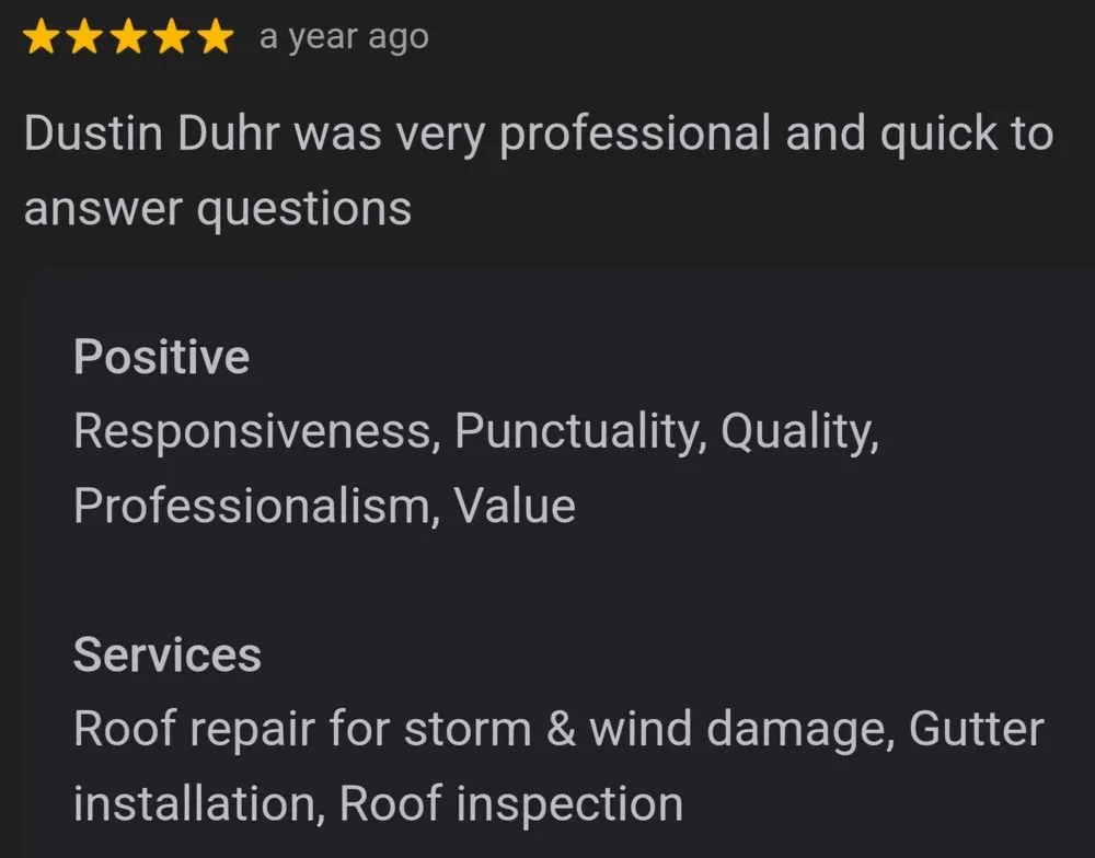 Slide of Duhr Roofing
