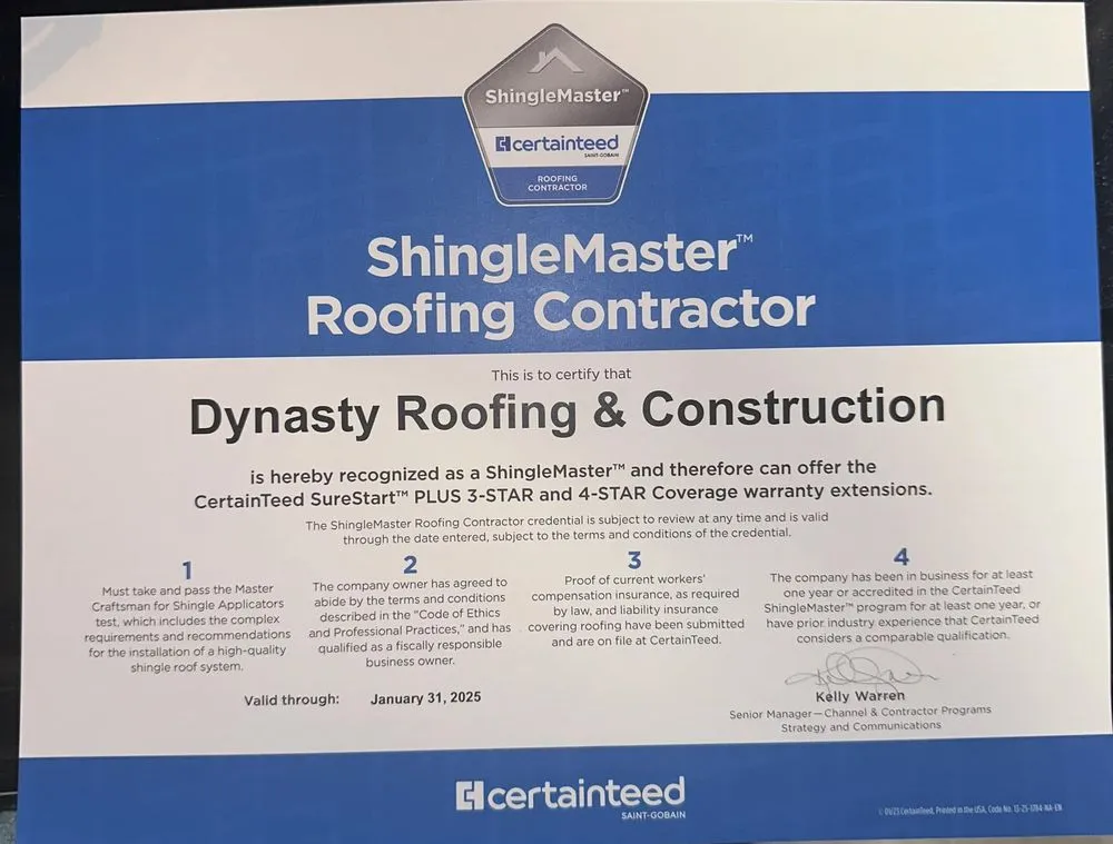 Slide of Dynasty Roofing and Construction