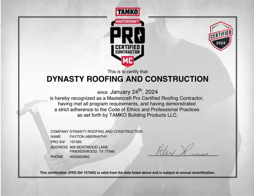 Slide of Dynasty Roofing and Construction