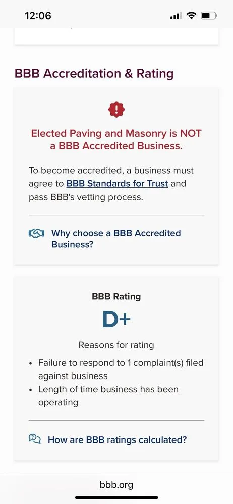 Slide of Elected Paving & Masonry