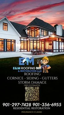 E&M Roofing Logo