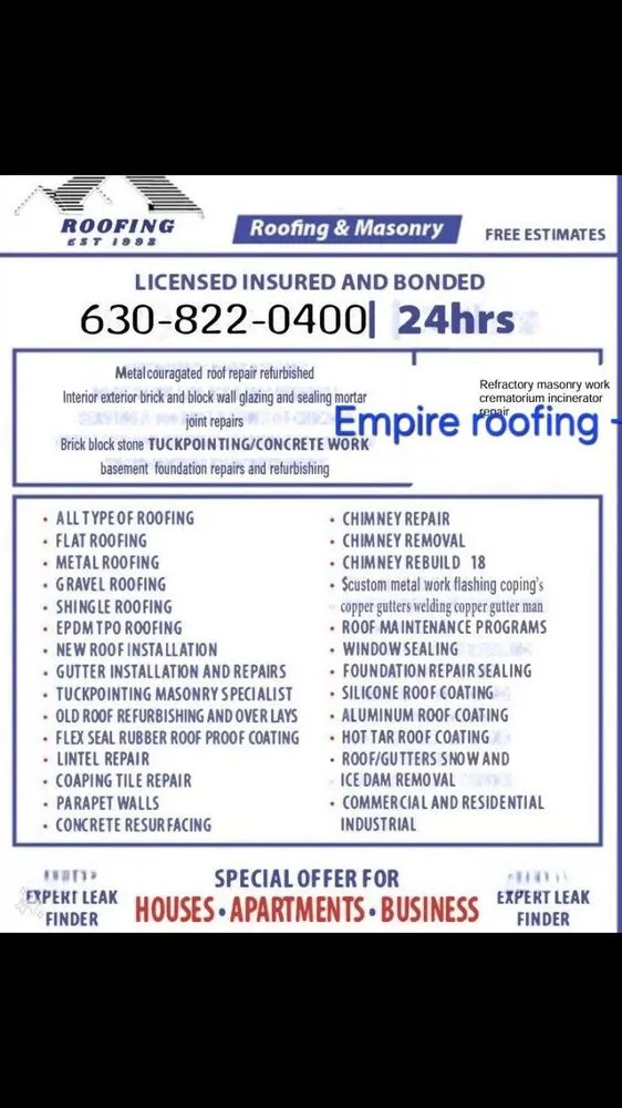 Slide of Empire Roofing and Tuckpointing