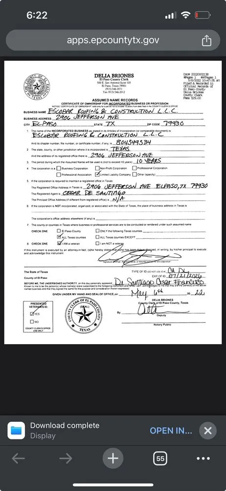 Slide of Escobar Roofing