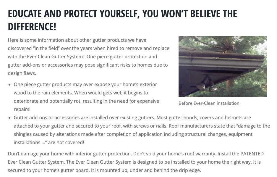 Slide of Ever Clean Gutter System