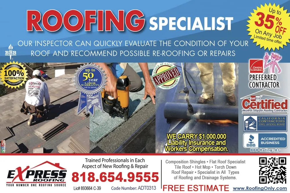 Local storm damage roof repair in Tarzana, CA - Express Roofing