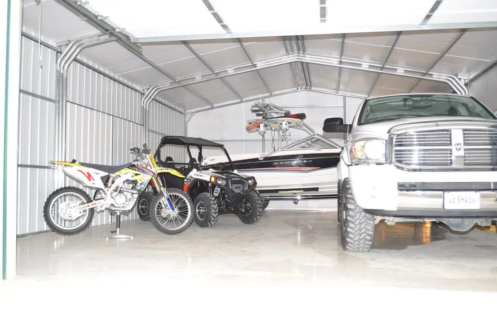 Slide of EZ Shade Steel Buildings