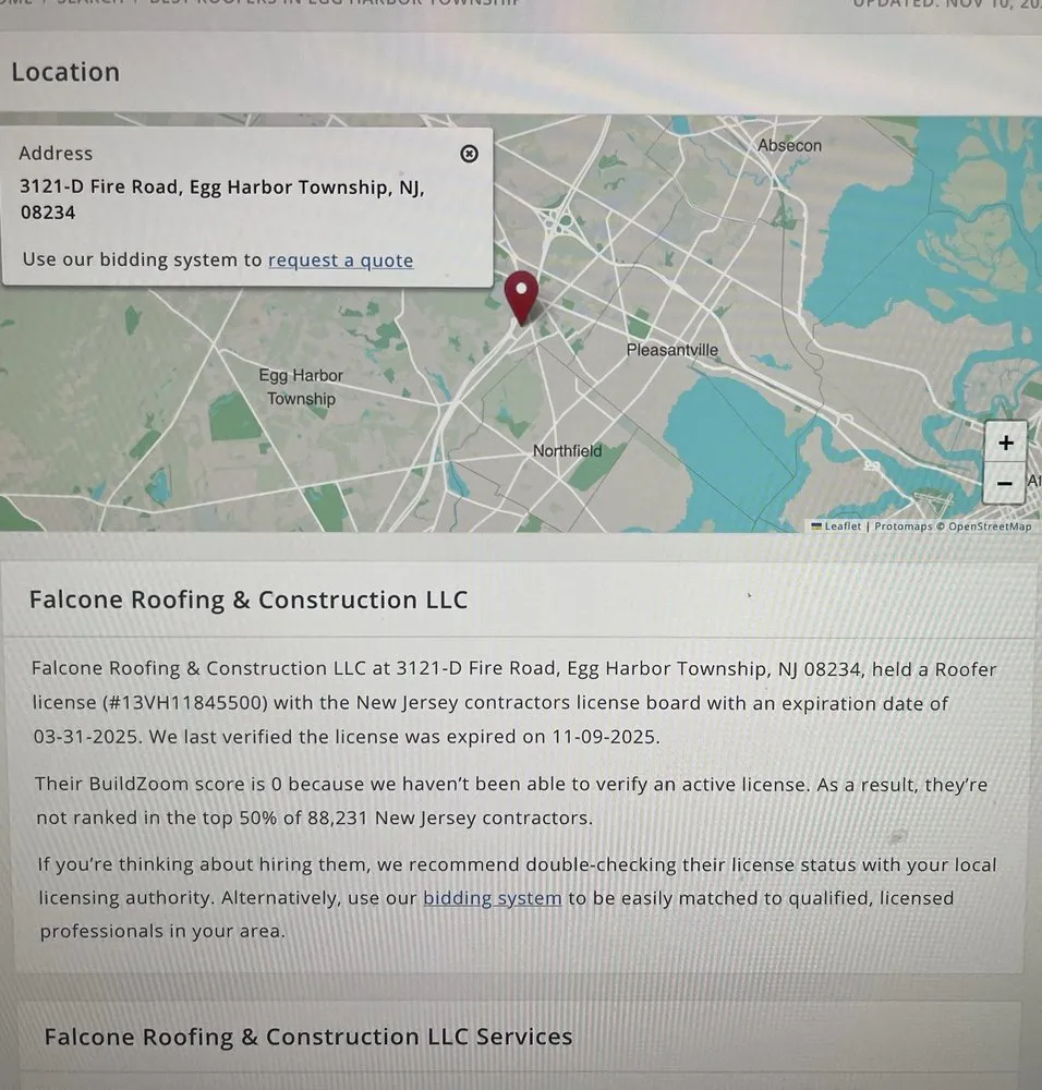 Expert roof replacement for homes in Egg Harbor Township, NJ by Falcone Roofing & Construction