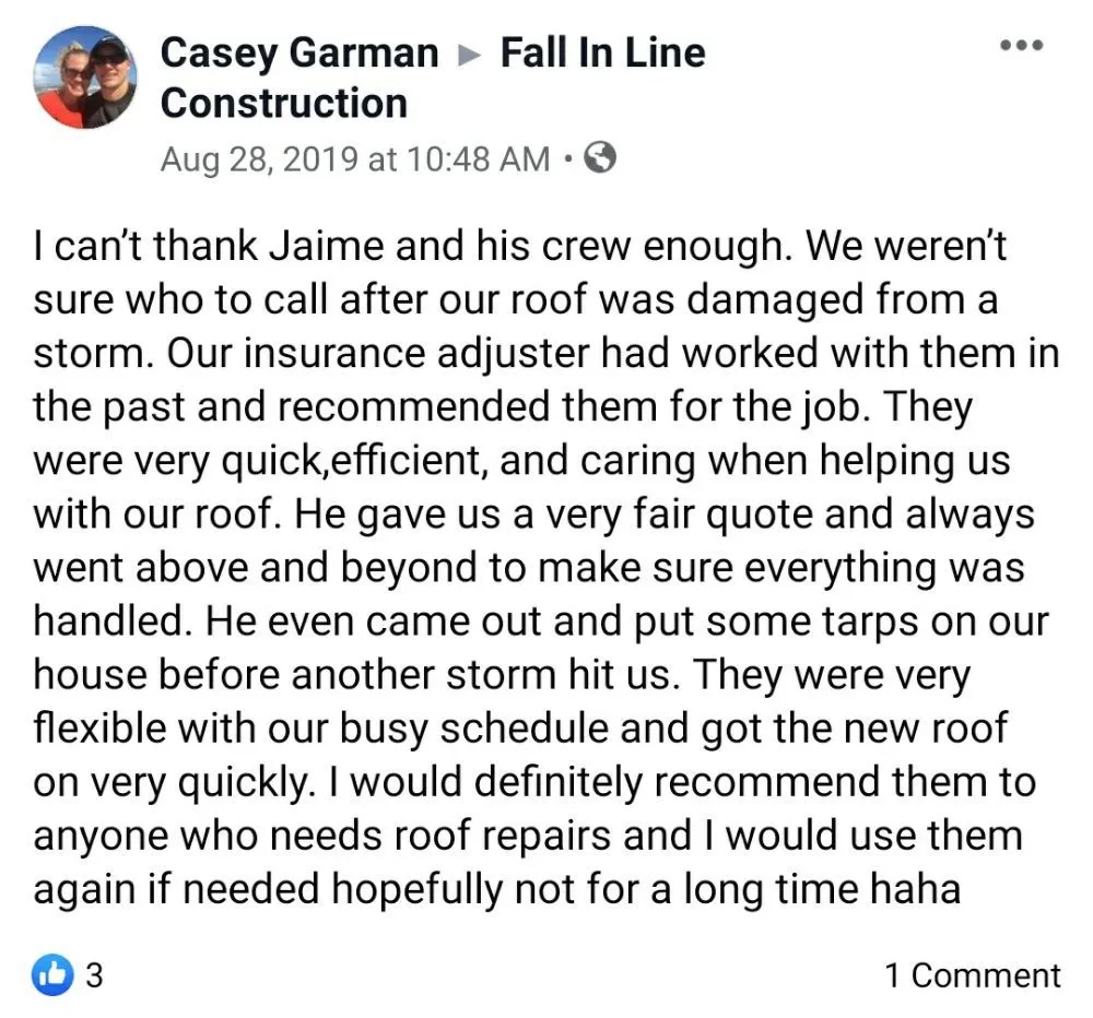 Slide of Fall In Line Construction