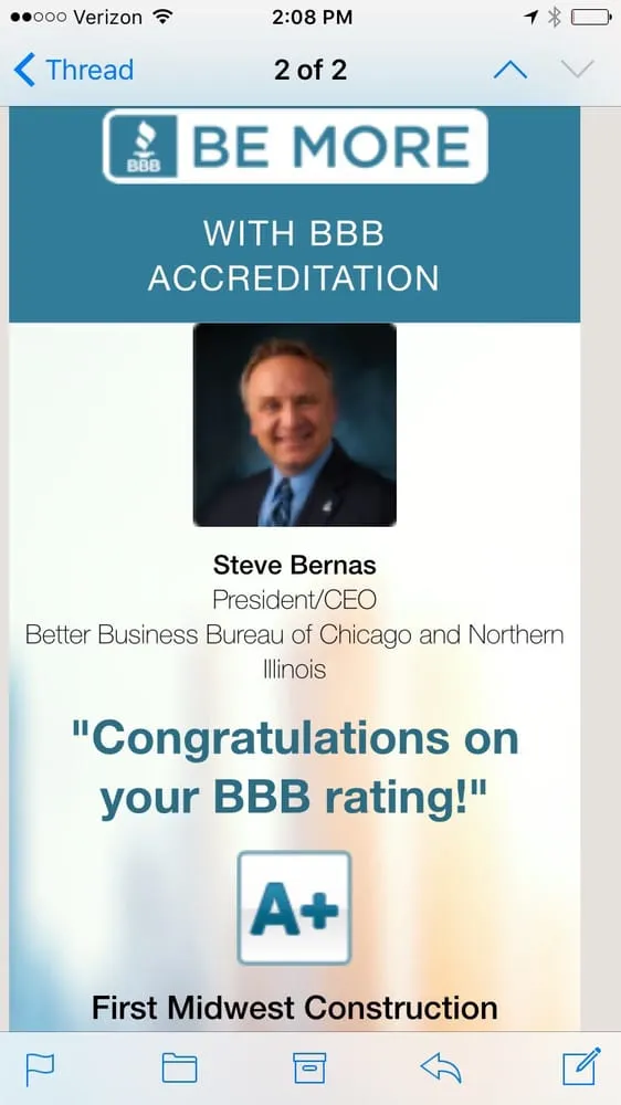 Slide of First Midwest construction