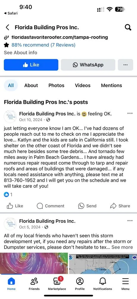 Trusted roof leak repair after storm damage in St. Petersburg, FL by Florida Building Pros