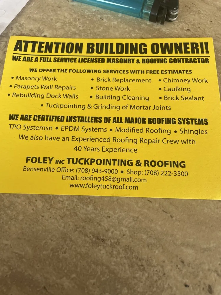 Slide of Foley Tuckpointing & Roofing