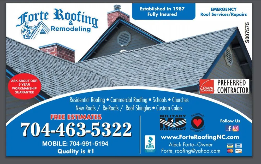 Professional roof replacement in Richfield, NC by Forte Roofing and Remodeling